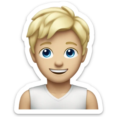 smiling blonde boy with blue eyes sticker