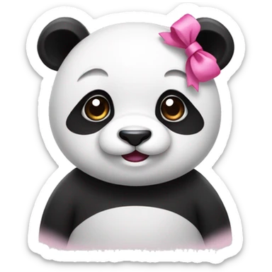 Panda with a pink bow sticker