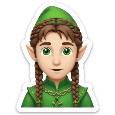 elves with braided brown  hair man sticker