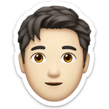 korean male with dark brown hair, looks like a kpop singer, some light stubble beard, straight thin hair sticker