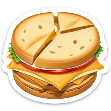 a round uncrustable sandwich with a bite taken out of it sticker