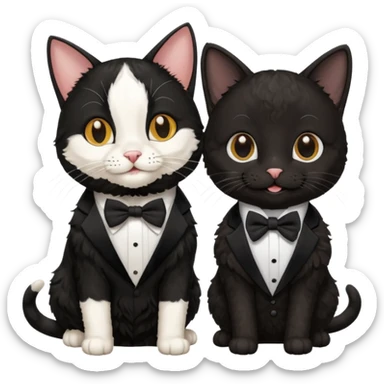 A tuxedo cat and a black cockapoo both happy and smiling  sticker