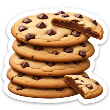 ultra realistic stack of chocolate chip cookies sticker