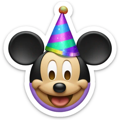 Mickey Mouse with a party hat sticker