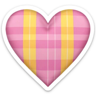 Pink and yellow gingham heart sticker