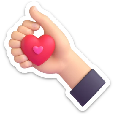 fist icon with a small heart floating above it sticker