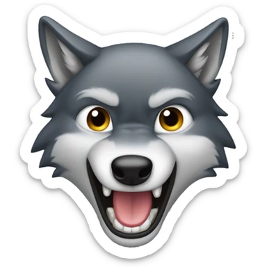 A wolf who shows his lower teeth and hides his upper ones  sticker