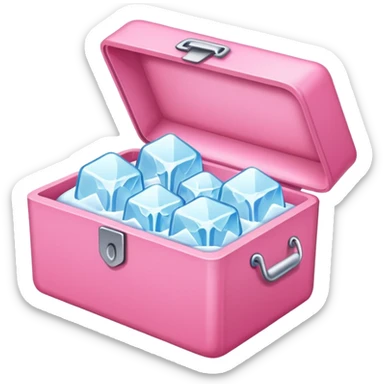 a rectangle pink box with ice sticker