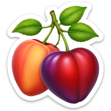 Cherries, peach and eggplant emoji sticker