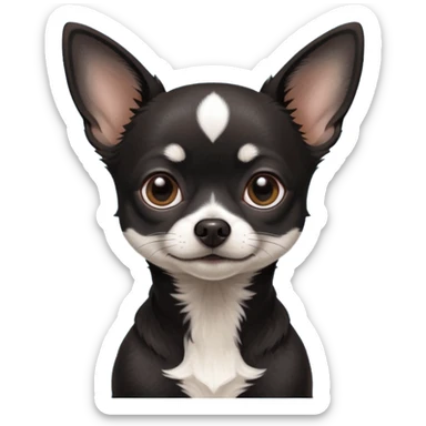 Very Dark black Chihuahua with white markings On the neck In Telegram style sticker