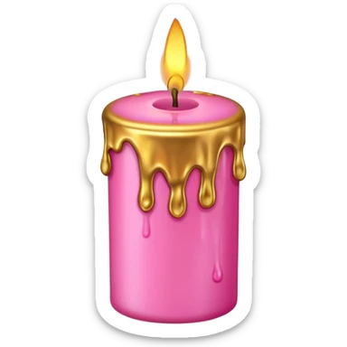 pink with melting gold wax candle sticker