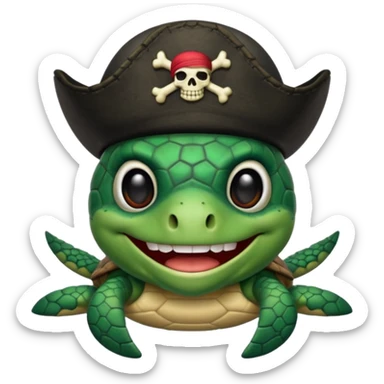pirate turtle with skull and crossbones hat and black eyepatch sticker