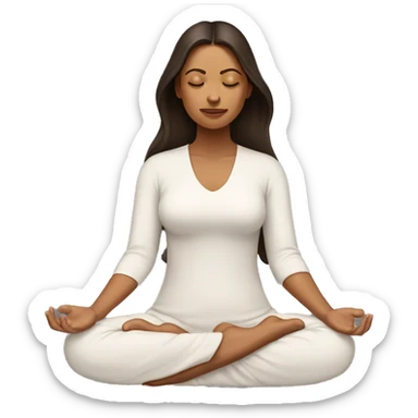 spiritual awakening woman with dark brown hair meditating  sticker