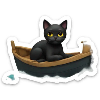 Black cat on a boat  sticker