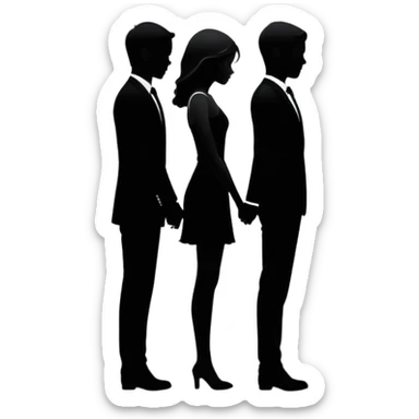 Two silhouettes merging together, one fading into the other, romantic concept sticker