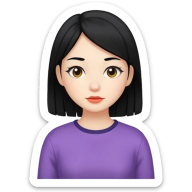 Girl WITH black Longinos hair and aesthetic clothes sticker