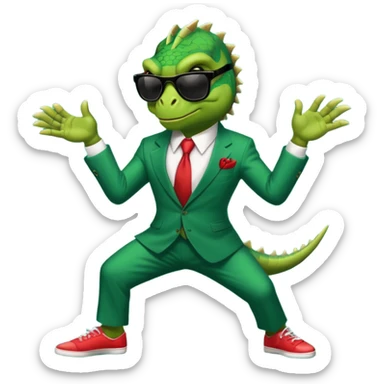 capitalist iguana banker godfather with black sunglasses breakdance sticker