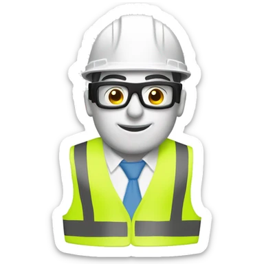 construction white hard hat helmet safety glasses sticker