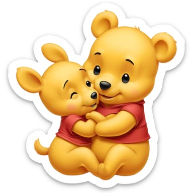 Winnie Pooh giving a kiss sticker