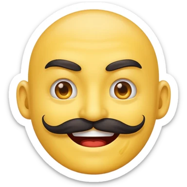 Create a Chinese smile emoji, the smile should contain an evil smile with a long Chinese like mustache sticker