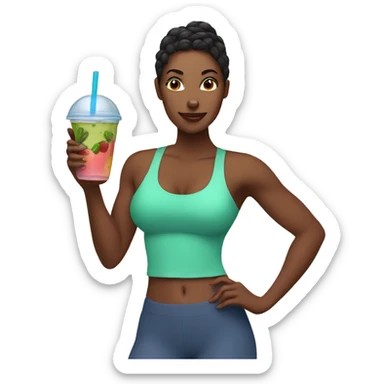 Fit woman holding a smoothie sticker