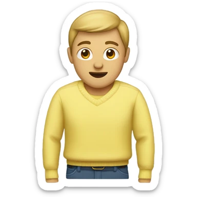 person that wear light yellow sweater and light yellow trousers  sticker