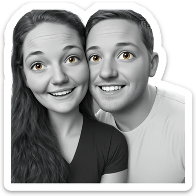 cheek-to-cheek smiles in grey sticker