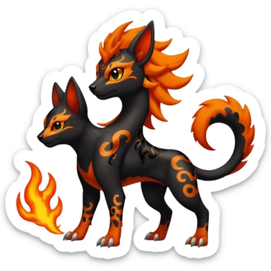 Elemental Groovy Diaphanous Scaley Demonic Liepard-Houndoom-Litten-Sprigatito-Pokémon-fusion-creature (full body) sticker