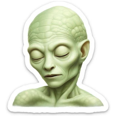 a Reptilian alien white woman, full body, sleeping sticker