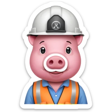 construction-pig with helmet sticker
