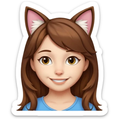 a girl with brown hair, cat ears and a tail saying "im lauren" sticker
