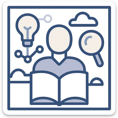 minimalist geometric square logo symbolizing founders' study group, subtle tech and research motifs, no text, visually engaging sticker