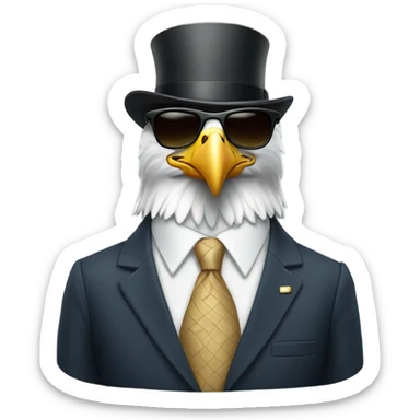 Bald eagle in suit and sunglasses sticker