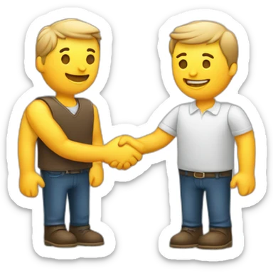 a seller and customer making a hand shake and give a product two white people  sticker