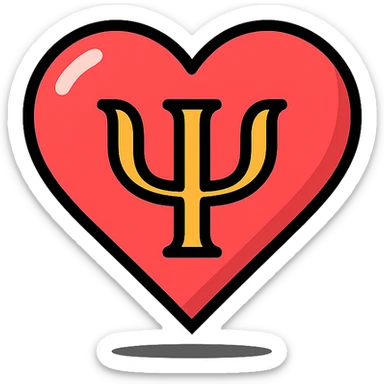 heart icon, clear outlines, strong shadows and highlights, psychosomatics and psychology theme, fun and not too complex sticker