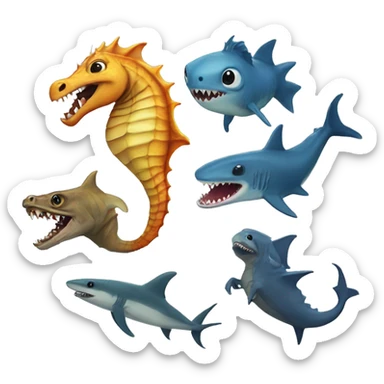 seahorse dragon shark bigfoot sticker