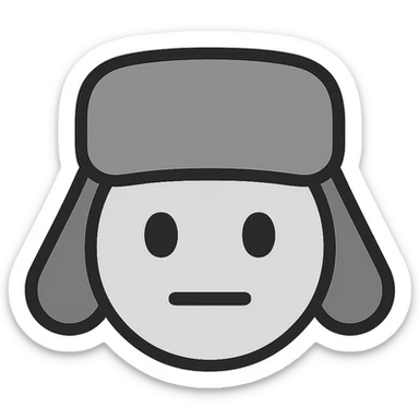 skuf emoji, minimalist style, gray ushanka hat, neutral face sticker