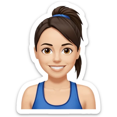 Melanie C dark brown ponytail hair with blue tank top sticker