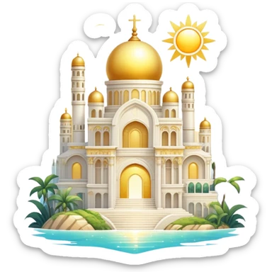 Epic divine glittery complex detailed gradients white golden bright light solarpunk sunny aesthetic-scenery sticker