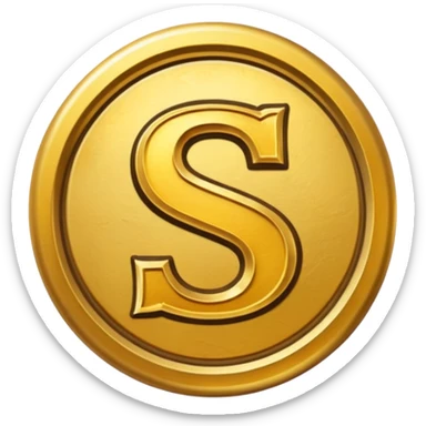 Create a custom emoji badge featuring a stylized, letter “S”. Design it in the Gold rank theme from League of Legends. Use warm gold metallic textures, bright highlights, and a noble, premium feel. Emblem-like and highly polished.
 sticker