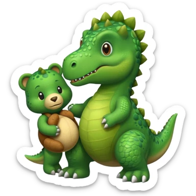 Dinosaur with teddy bear  sticker