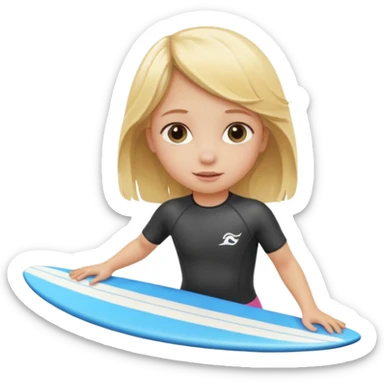 Little girl with blonde hair surfing  sticker