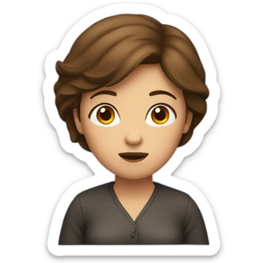 brown hair woman shrugging sticker