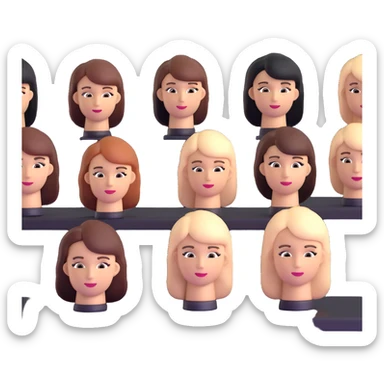 hair salon classroom with students practicing on mannequin heads sticker