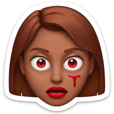 RED EYES, EVIL EMOJI, KILLER EYES, BROWN HAIR sticker