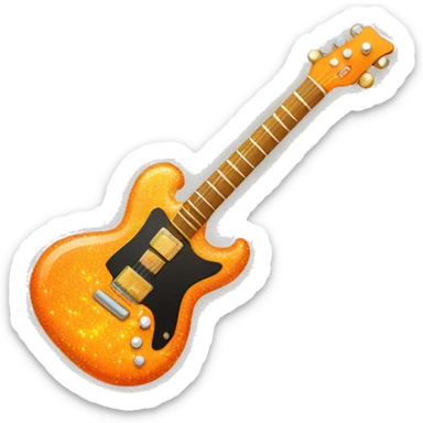 Orange sparkly guitar  sticker