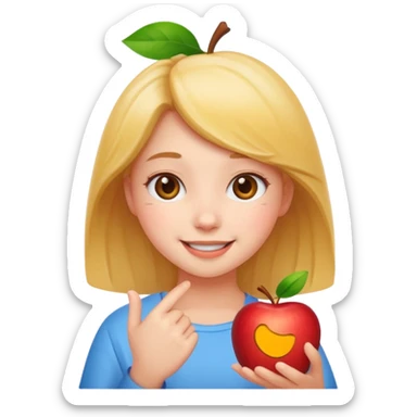 cheerful pose cute girl apple emoji style sticker