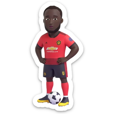 Romelu Lukaku as a powerful football striker, athletic build, short hair sticker