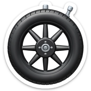 he aircraft's landing gear is one inflated, plump wheel with a strut, black in color sticker
