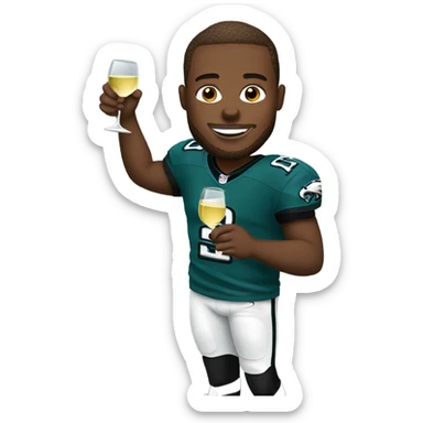 Eagles player holding white wine glass sticker